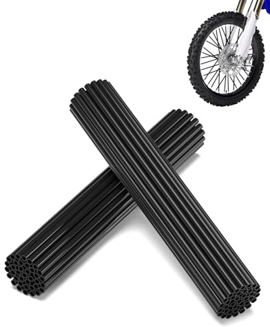 E-riding 72 fundas para radios, aptas para llantas de 20 a 53 cm, protección y decoración para radios, bicicletas, sillas de ruedas y accesorios de bicicleta todoterreno, color negro