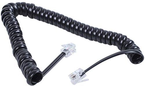 Pesfehhy Remplacement RJ9 4P4C Plug Enroule Extensible telephonique Combines Cable Ligne Noir