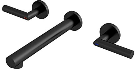 JYBNBBE Rubinetto per Bagno, Montaggio a Parete, Rubinetto per lavabo, Miscelatore per lavabo a Risparmio idrico, Doppia Maniglia, Rubinetto per lavabo da appoggio, Rubinetto per,Black