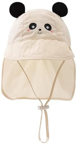 AYNKH Bebe Muslin Peaked Cap, Sombrero Sol con Protección Cuello y Orejas, Protección UV (UPF 50+) Gorra Unisex para bebés y niños, 38-46 cm, rosa, Talla única