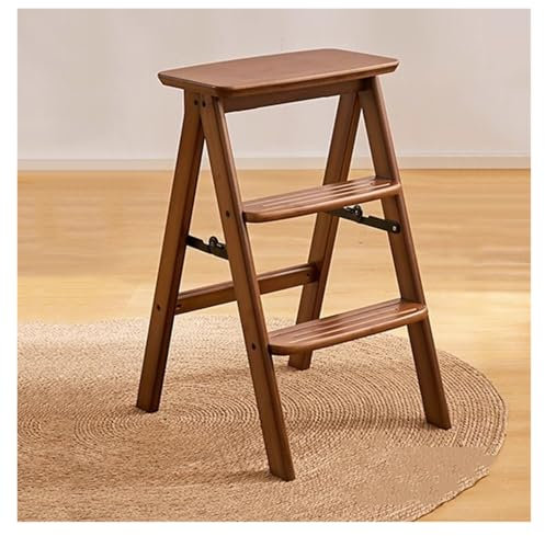 Escabeau pliable à 3 marches en bois, portable et antidérapant, tabouret multifonction en bois, étagère de rangement pour la maison et la cuisine