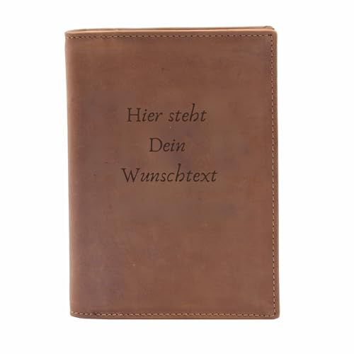 FFelsenfest Ausweistasche personalisiert I Echt Leder Braun I Vintage Dokumentenmappe Hochformat I 6 Klarsichtfächer I handgefertigt