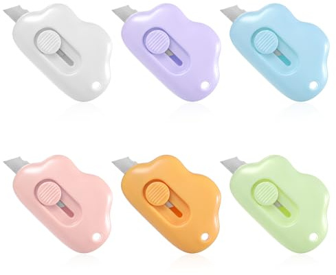 Bewudy Lot de 6 mini-couteaux, mini-couteaux de boîte, petit couteau utilitaire, couteau utilitaire, couteau utilitaire, couteau de papeterie, ouvre-carton portable, boîte pour boîte en carton, emball