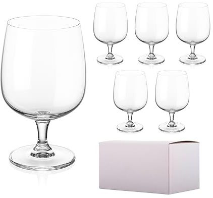 DIAMANTE Short Stemmed Wine Glasses, Water Glasses Crystal Glass, Set of 6, 375ml Capacity, Dishwasher Safe