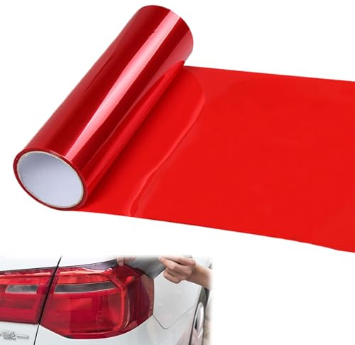 1 lámina tintada para faros de coche, 120 x 30 cm, color rojo, transparente, resistente al agua, para faros traseros