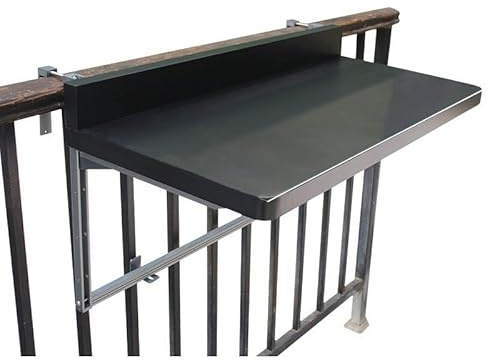 Adjustable Wall-Mounted Folding Balcony Table - All-Weather Aluminum Alloy Outdoor Railing Desk Compact Floating Side Table for Home Office and Small Spaces