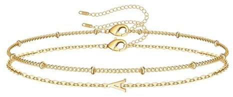 RMMD Armband Gold - 18K Vergoldete Armband mit Buchstaben A-Z Armbänder Damen Personalisiertes Buchstaben Armbänder Armkette Damen Gold Schmuck Geschenke für Frauen Mädchen