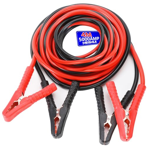 MEISHILE 2 X 5M Cable De Demarrage Voiture, 3000A Câbles De Démarrage, Cable Batterie Voiture, Cable Demarrage Voiture, Pince Batterie Voiture, Pince Voiture Batterie pour Moteurs Essence Et Diesel