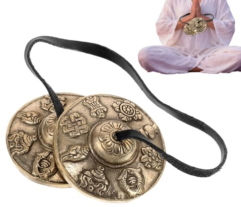 Cloches Tingsha en laiton de style népalais, instruments de dharma spirituel bouddhiste tibétain, cloches de méditation et de yoga avec son net, laiton durable, pour la méditation quotidienne, les