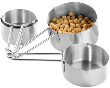 Lot de 4 verres doseurs à double échelle pour la cuisine et la pâtisserie, ensemble de doseurs emboîtables pour ingrédients secs et liquides, grains de café, épices, lait, huile, riz,