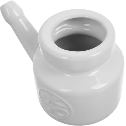 Healeved Irrigador Nasal de Cerámica Blanco de 350 Ml para Limpieza Delicada y Segura, Adecuado para Yoga y Cambios Estacionales, Botella para Lavados Nasales Eficaz y Estética