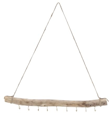 sourcing map 15'' Driftwood Wall Hanging, Driftwood Jewelry Hanger Decorative Branches with 9 Hooks for DIY Art Crafts Wall Hanging Woven, Style 4