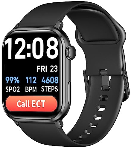 COCO Emergency Alert Smartwatch for Seniors – Fall Detection, SOS Call, Heart Rate & SpO2 Monitor, Medication Reminder, Bluetooth Calling, Caregiver App, BT2-X (2026) (Black)