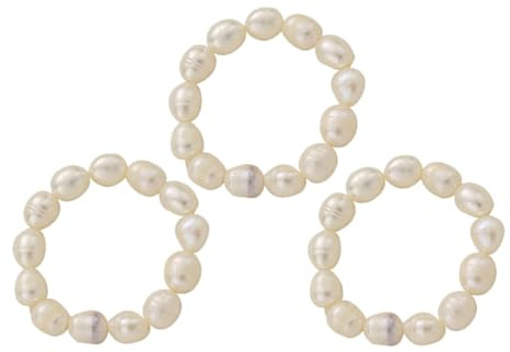 Rainway Anelli di perle da donna, 3 pezzi, anelli elastici ovali di perle, anelli di perle multiple, gioielli di perle, anelli di perle alla moda, gioielli regalo per donne e ragazze
