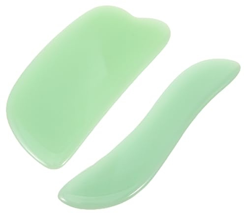 VINTORKY 2 Stück Jade Gua Sha Gesichtswerkzeug Grün mit Gesichtsroller Massagegerät für Einfache Handhabung und Ganzkörpermassage Geeignet