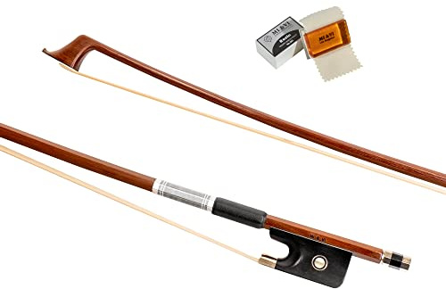 MI&VI CB-530 Classic Cello Bow 4/4 (Full Size) with Bow Soft Bag and Rosin for Bow Hairs Included - Ebony Frog - Well Balanced - Light Weight - Real Mongolian Horse Hair (Cello 4/4) - MIVI Music