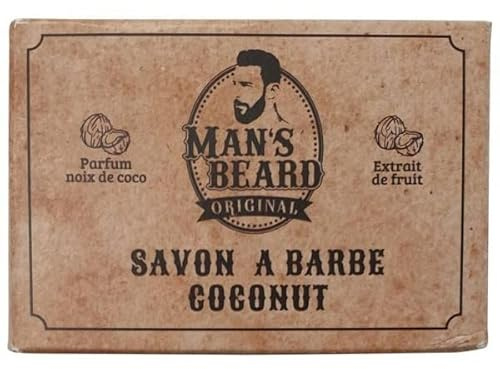 Man's beard - Savon exfoliant surgras au lait de chèvre alpine senteur Coconut - Aide la pousse de la barbe - Retire les impuretés - 100% Naturel - 100 gr - Fabriqué en France