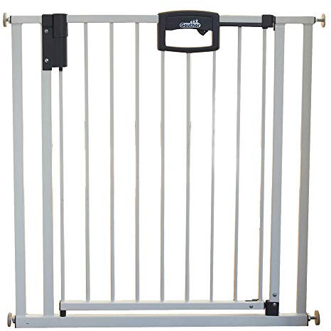 Geuther Türschutzgitter Easylock Plus | Treppenschutzgitter ohne Bohren Breite 80,5-55,5 cm | Türgitter Baby Holz-Metall | Kinderschutzgitter beidseitig öffnend | Kindersicherung Tür | Weiß