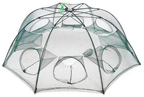YINETTECH Filet de Pêche 8 Côtés 8 Trous Appât de Crabe Poissons Pliante Piège à Mailles, 95x35cm/37.4x13.8