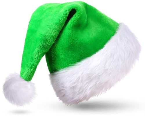 CITÉTOILE Cappello di Natale unisex a doppio strato, Cappello di Natale adulto, festa fiocco di neve modellato cappello di Babbo Natale