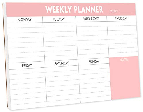 Nokingo Weekly Planner Pad - Tear Off To Do List Pad with Daily Schedule & Calendar, 52 Sheets, 100gsm Paper, Undated Weekly Planning Notepad, 23x15cm