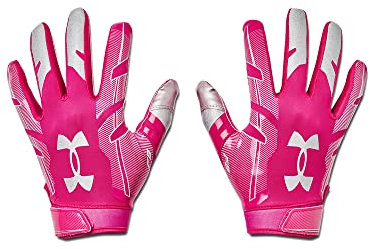 Under Armour Men's F8 Football Gloves , Tropic Pink (654)/Metallic Silver , XX-Large