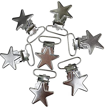JIHUOO 15 Stück Metall Star Schnuller Clips Hosenträger Clips Schnullerband Halter Bib Clip Straps Schnalle