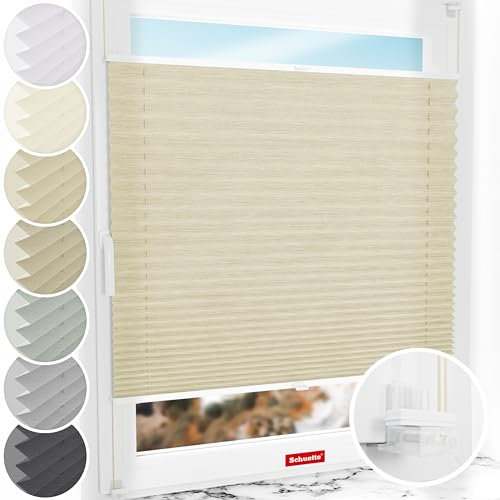 Schuette® Plissee ohne Bohren ● Dolomite Kollektion: Wet Stand (Beige) ● 35x200cm (Breite x Höhe) ● Suprafix Faltrollo Klemmfix 2.0 Rollo ● 60 Sekunden Plisseerollo Montage inkl. Video