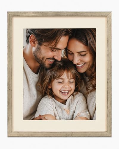 3D Objektrahmen Bilderrahmen mit Passepartout & gehärtetem Glas Holz MDF Rahmen Foto Poster: Farbe: Silber-Antik | Format: 40x50