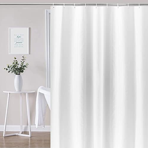 YISURE Duschvorhang Weiß antischimmel 200x220 lang für badewanne, überlänge Weiß Textil-Polyester-Gewebe Duschvorhang mit Magnet wasserabweisend, Breite 200 x Höhe 220cm