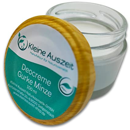 Kleine Auszeit Manufaktur, Deocreme Gurke Minze, hochwirksam ohne Aluminiumsalze oder Alkohol, vegan, palmölfrei und plastikfrei, 50 ml…
