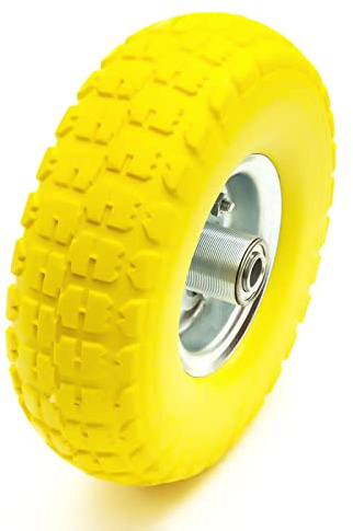 1x10 3.50-4 Pneumatic Wheelbarrow Wheels Pneumatic Sack Truck Trolley Wheel Puncture Proof Tyre Complete for Garden heavy duty Trolley Barrow Trailer Truck Yellow Solid Replacement Wheelbarrow Wheel