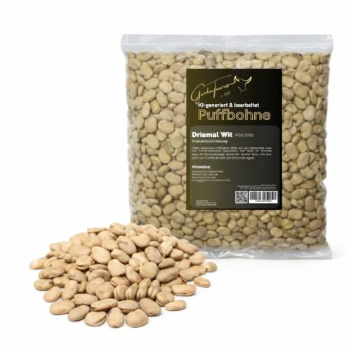 GardenTaurus® Puffbohnensamen (Große Bohne - Dicke Bohne) Driemal Wit, Dreimal Weiße, Saubohne ideal zum einfrieren und einkochen (1 kg)