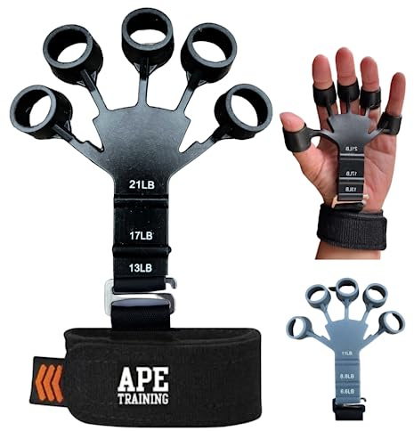 Gorilla Gripper Grip Strengthener- [NEW ADDED FEATURE] Stainless Steel Clip, 2 Pack, 6 Resistant Level Finger Strengthener/Forearm Strengthener for Musicians,Rock Climbing,Weight Training Grip Trainer