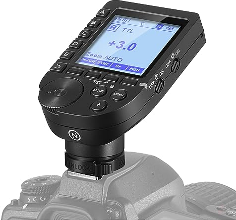 NEEWER Upgraded QPRO-N TTL Wireless Flash Trigger Compatible with Nikon 1/8000s HSS Large Screen Slanted Design 5 Group 9 Customizable Functions for Q4 Q3 Z1 Z760 NW420 S101-300W PRO/400W PRO