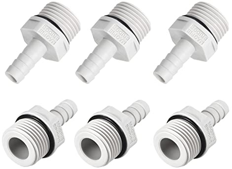 M METERXITY 6pcs PVC Tubo Conector 0.31 Lengüeta x 1/2 G Macho Hilo Gris | Manguera Lengüeta Accesorios, para Transportar Agua Aire, Aplicar Maquinaria Industria