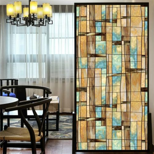 LXDWEI Privacy Windows Film European Style Stained Glass Window Stickers Static Cling Decorative Frosted Window Films 23 x63(59x160cm)