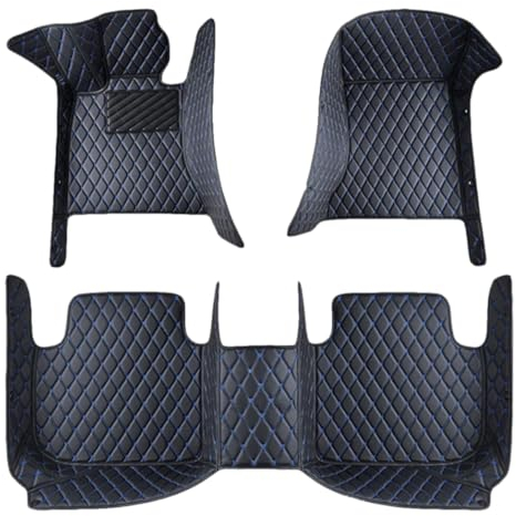 LICOME Auto Fußmatten Set für Toyota Corolla Cross 2021-2024 LHD, Leder Autoteppich Allwetter wasserdichte rutschfeste Anpassen Auto Fussmatten Set, Auto Bodenmatte Schützen,B Black Blue