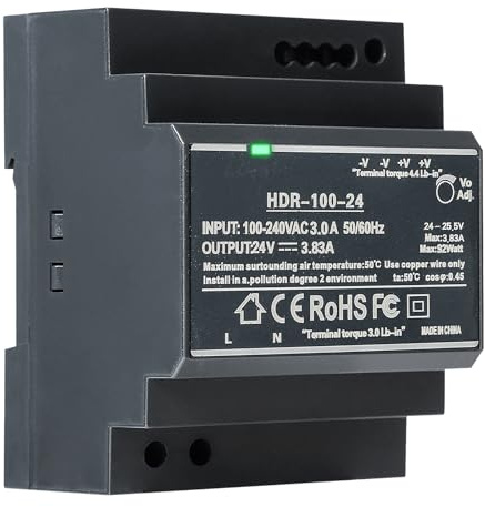 Jadeshay Alimentatore 24V Trasformatore Rotaia Industriale Universale Din-Rail Alimentazione 100W 24V 3.83A Monofase Alimentatore Switching Ingresso AC100V-240V Uscita DC24V per Sistemi di Campanelli