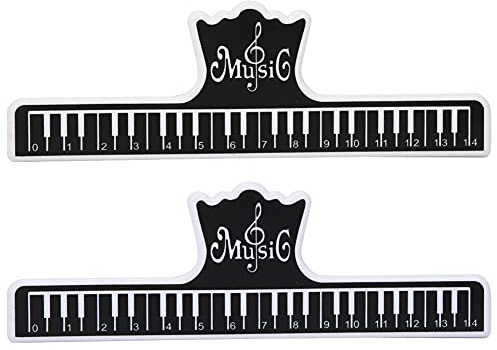 ANKROYU 2 Stück Musikseitenhalter, Buchpapierhalter, Musikbuch-Notizklammer, Kunststoff-Seitenhalter, Musiknotenklemmen Für Gitarre, Violine, Klavierspieler, Musikinstrumenten-Performance(Schwarz)