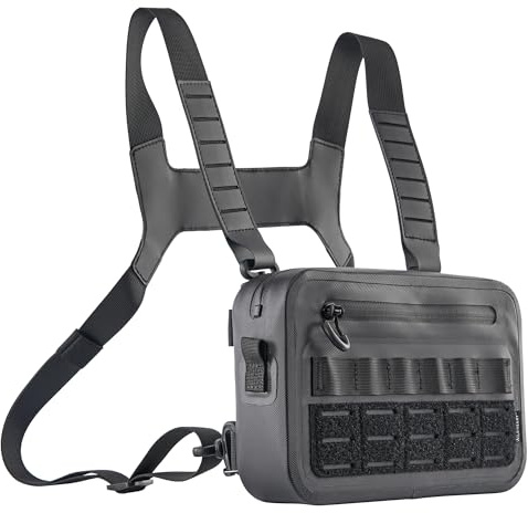 WILD HEART Comepletely Sport-Brusttasche für Damen und Herren, wasserdicht, taktische Brusttasche, Multifunktions-Motorradtasche für Outdoor-Aktivitäten, Schwarz, Taktisch
