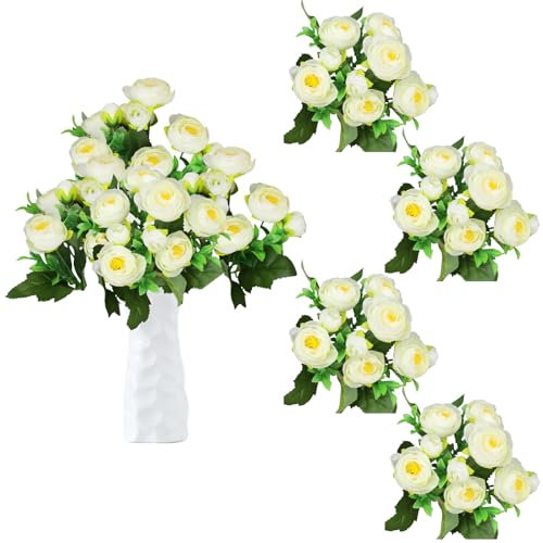 astylishome Fiori artificiali per tombe 36 mazzi di fiori finti bouquet vintage per festa di nozze centrotavola composizione floreale casa cucina decorazione bianco 0904