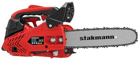 Stakmann Motosega Benzina a Scoppio Due Tempi Con Lama 30 cm, Interruttore di Sicurezza Freno Catena e Tanica Olio Taglia Rami Legna Giardino Albero Avviamento Veloce Sistema Antivibrante (25 cc)