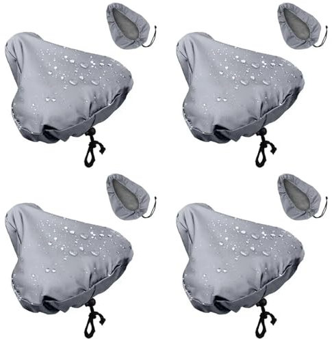 AOLUOER 4 stücke Outdoor Fahrradsitz Regenschutz Sport Radfahren Fahrradzubehör Wasserdichter Sattel Regen Staubschutz UV-Schutz for MTB Bike(Gray)