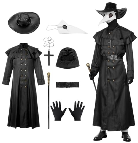 Harsever Costume de docteur de la peste, Halloween, corbeau à long bec, masque médiéval, steampunk, pour mascarade, bal, fête, carnaval, cosplay (femme, taille M)