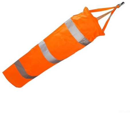 Windsack für Flughafen, 150 cm, Ripstop-Polyester, mit reflektierendem Gürtel, für den Außenbereich, Flughafen, Bauernhof und Park, Orange