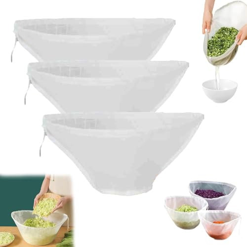 Generic 3PCS Bowl-Shaped Nylon Nut Milk Bag Food Strainer (34*13*14cm/13.39*5.12*5.51 inches)