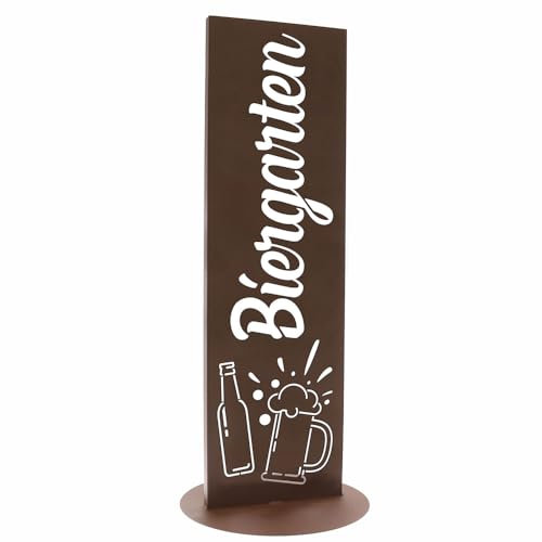 Bentatec Gartenschild Edelrost - Optik Dekosäule Biergarten 100cm x 30 cm