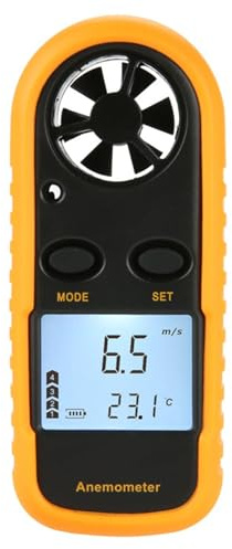 Marhynchus Thermomètre Numérique Portable Thermomètre à Main Lecteur de Vitesse du Vent pour le Camping Randonnée en Plastique 3V