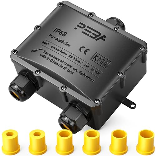 PEBA Boîte dérivation étanche extérieur IP68, Connecteur étanche etanche à 3 Voies pour câble de 4 mm-14 mm de diamètre, extérieur pour jardin et câble souterrain, Noir